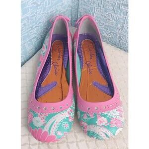 Irregular Choice Pink Mint Floral Paisley Ballet Flats Whimsical 7.5